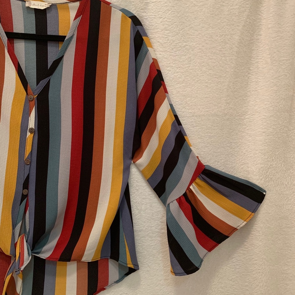 Altar’d State Striped Long Sleeve Blouse Sz S